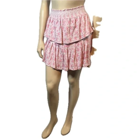 NWT LoveShackFancy Ruffle Mini Skirt Rose Patch - Picture 6 of 13